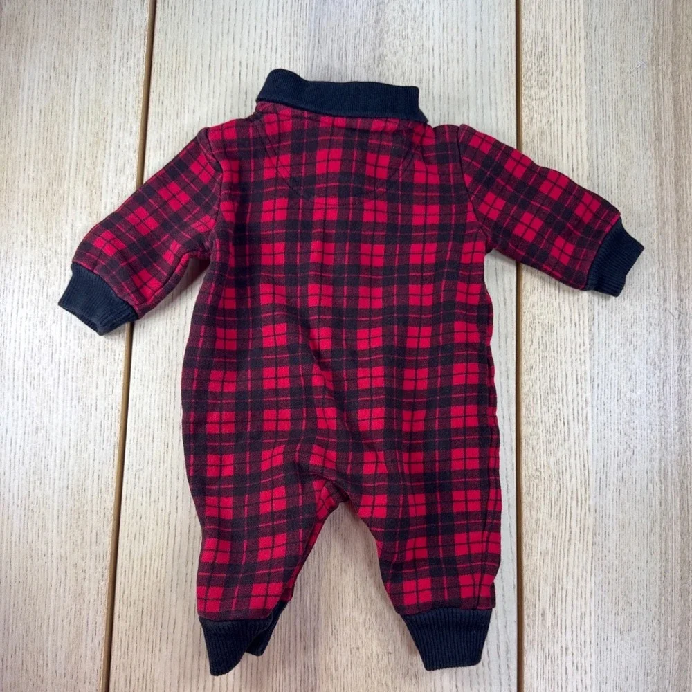Joe Fresh Baby Red Black‎ Buffalo Plaid Christmas Tree Romper One Piece 0-3M